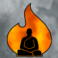 A much cleaner Burning Monk logo made with the superior Adobe Illustrator program.